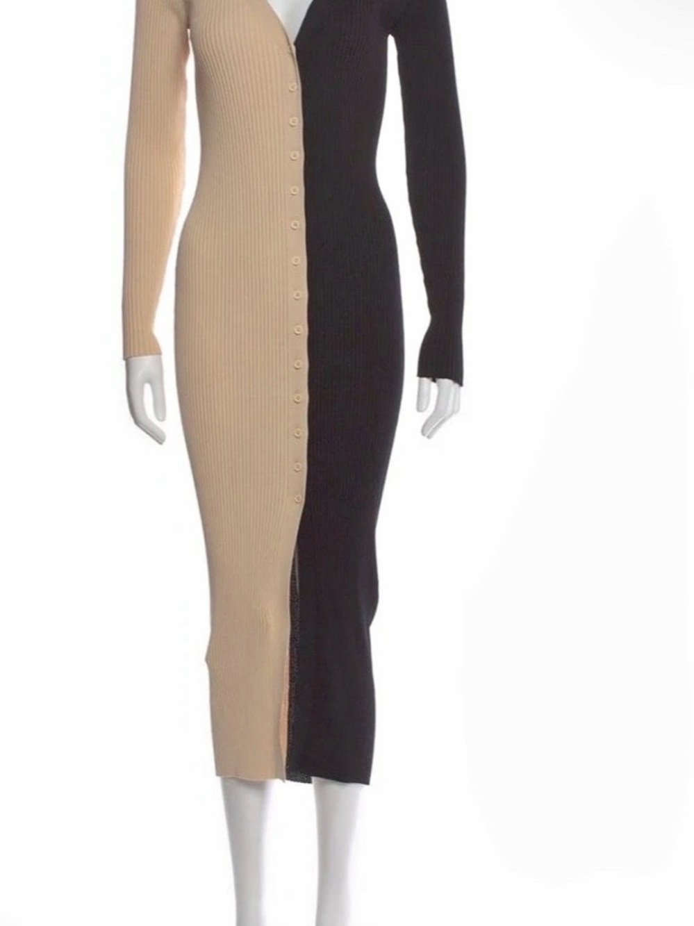 STAUD Two-Tone Ribbed Midi Dress Like New